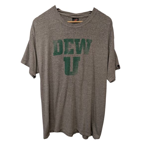 Vintage 90s Mountain Dew Graphic Tee Shirt Dew U Gray Y2K Humor Casual Fun Retro - Picture 1 of 7